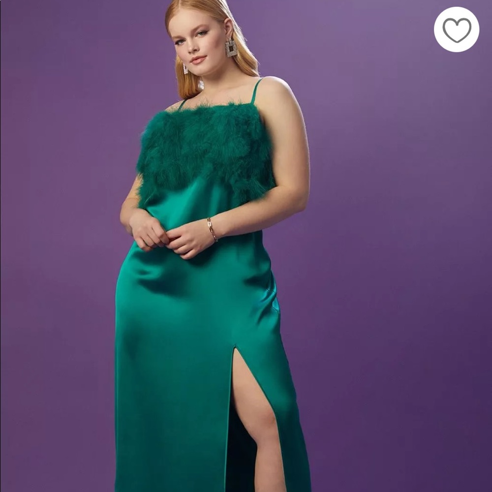 Eloquii Feather Bodice Satin Dress